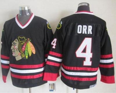 Chicago Blackhawks #4 Bobby Orr Black CCM Throwback Stitched NHL Jersey