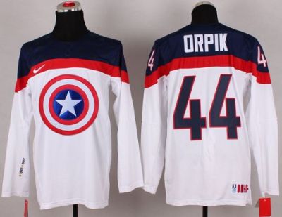 Olympic Team USA #44 Brooks Orpik White Captain America Fashion Stitched NHL Jersey