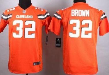 Youth Nike Cleveland Browns #32 Jim Brown Orange Stitched NFL Jersey