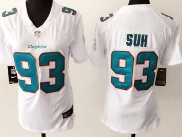 Women's Nike Miami Dolphins #93 Ndamukong Suh White Stitched NFL Jersey
