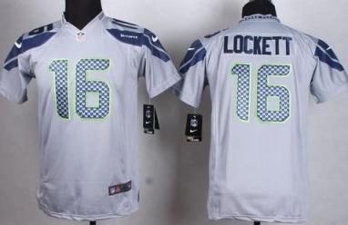 Youth Nike Seattle Seahawks #16 Tyler Lockett Grey Stitched NFL Elite Jersey