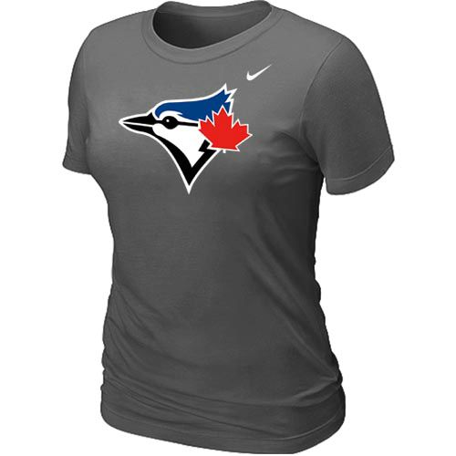 Women's Nike Toronto Blue Jays Authentic Logo T-Shirt Dark Grey