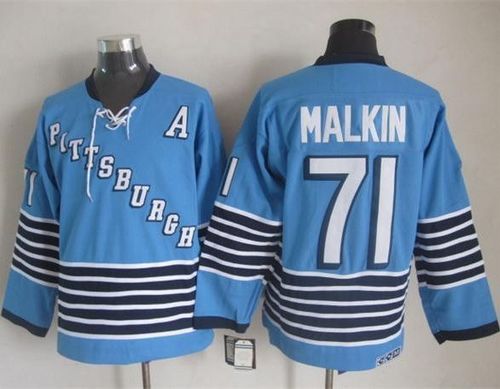 Pittsburgh Penguins #71 Evgeni Malkin Light Blue CCM Throwback Stitched NHL Jersey