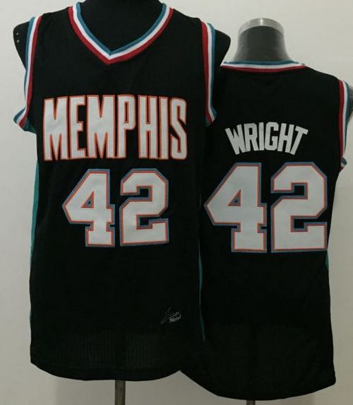 Memphis Grizzlies #42 Lorenzen Wright Black Throwback Stitched NBA Jersey