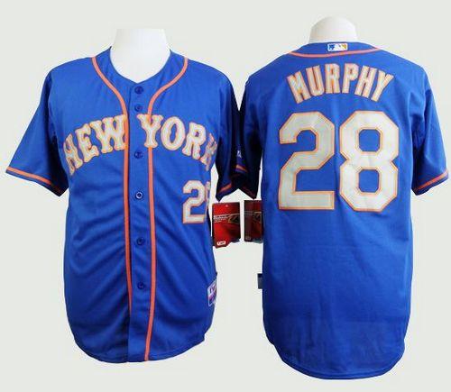 New York Mets #28 Daniel Murphy Blue(Grey NO.) Cool Base Stitched Baseball Jersey