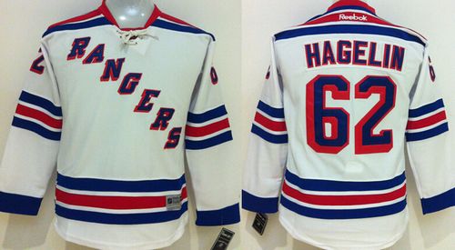 Youth New York Rangers #62 Carl Hagelin White Stitched NHL Jersey
