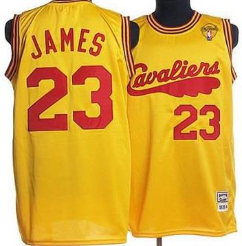 Cavaliers #23 LeBron James Yellow Throwback The Finals Patch Stitched Mitchell and Ness NBA Jersey