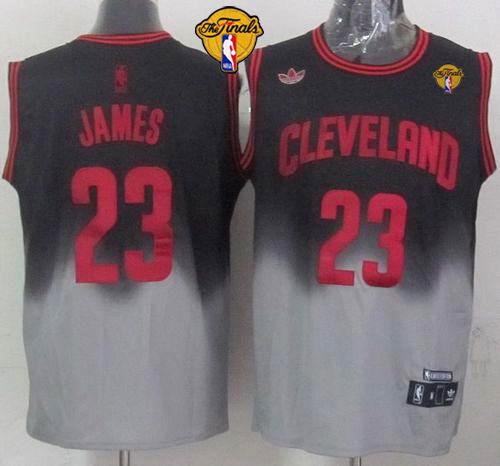Cavaliers #23 LeBron James Black Grey Fadeaway Fashion The Finals Patch Stitched NBA Jersey