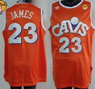 Cavaliers #23 LeBron James Orange CAVS The Finals Patch Stitched Mitchell and Ness NBA Jersey