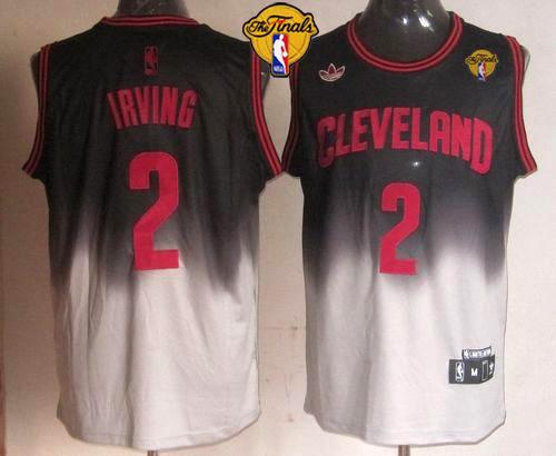 Cavaliers #2 Kyrie Irving Black Grey Fadeaway Fashion The Finals Patch Stitched NBA Jersey