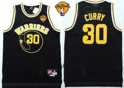 Warriors #30 Stephen Curry Black Nike Throwback The Finals Patch Stitched NBA Jersey