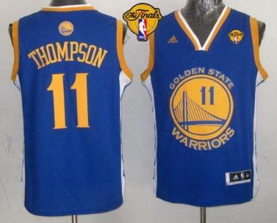 Youth Warriors #11 Klay Thompson Blue The Finals Patch Stitched NBA Jersey