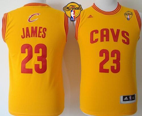Youth Cavaliers #23 LeBron James Gold The Finals Patch Stitched NBA Jersey