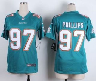 Women's Nike Miami Dolphins #97 Jordan Phillips Green Stitched NFL Jersey