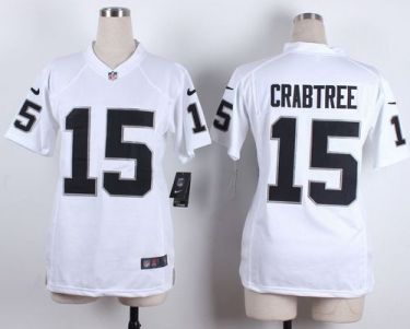 Women's Nike Oakland Raiders #15 Michael Crabtree White Stitched NFL Jersey