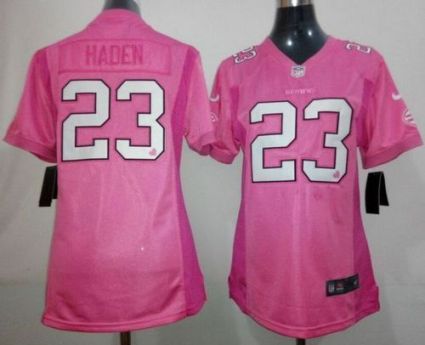 Women's Nike Cleveland Browns #23 Joe Haden Pink Be Luv'd Stitched NFL Jersey
