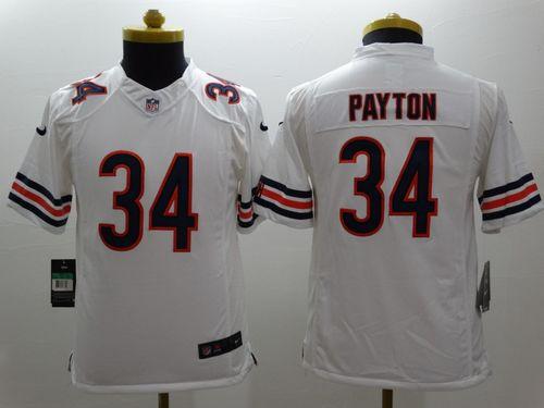 Youth Nike Chicago Bears #34 Walter Payton White Stitched NFL Limited Jersey