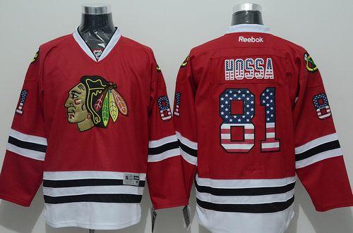 Chicago Blackhawks #81 Marian Hossa Red USA Flag Fashion Stitched NHL Jersey