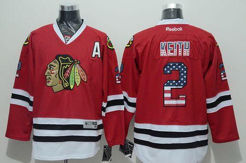 Chicago Blackhawks #2 Duncan Keith Red USA Flag Fashion Stitched NHL Jersey