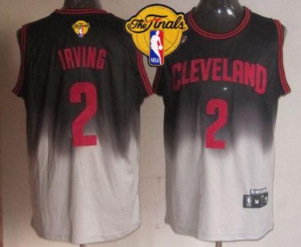Cavaliers #2 Kyrie Irving Black Grey Fadeaway Fashion The Finals Patch Stitched NBA Jersey