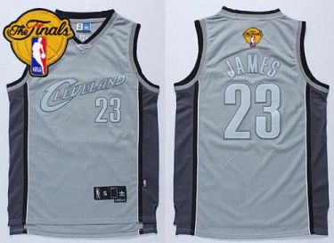 Cavaliers #23 LeBron James Grey Anniversary Style The Finals Patch Stitched NBA Jersey