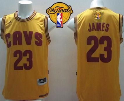 Cavaliers #23 LeBron James Yellow Alternate The Finals Patch Stitched Revolution 30 NBA Jersey