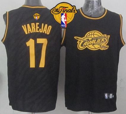 Cavaliers #17 Anderson Varejao Black Precious Metals Fashion The Finals Patch Stitched NBA Jersey