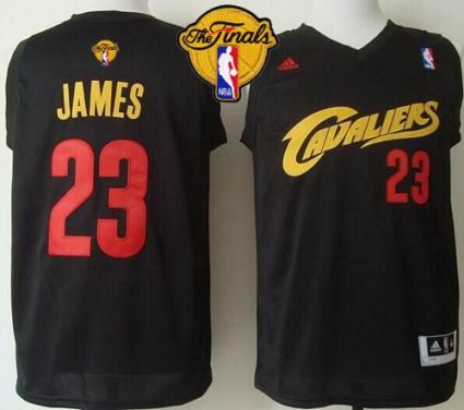 Cavaliers #23 LeBron James Black(Red No.) Fashion The Finals Patch Stitched NBA Jersey