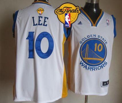 Warriors #10 David Lee White The Finals Patch Stitched NBA Jersey
