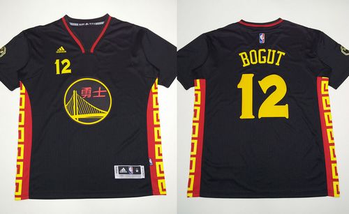 Warriors #12 Andrew Bogut Black Slate Chinese New Year Stitched NBA Jersey