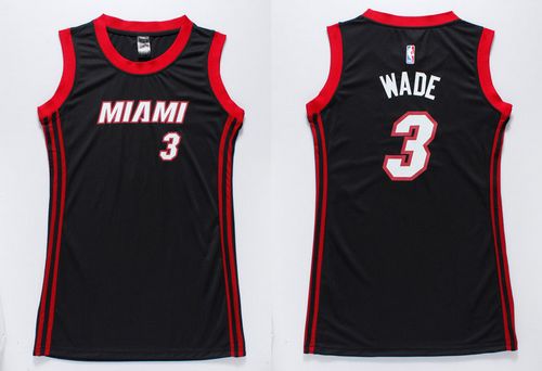 Women's Heat #3 Dwyane Wade Black Dress Stitched NBA Jersey