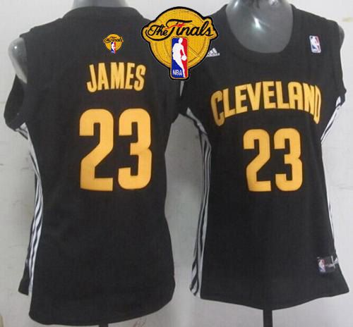 Women's Cavaliers #23 LeBron James Black The Finals Patch Fashion Stitched NBA Jersey