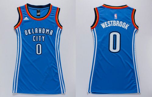 Women's Thunder #0 Russell Westbrook Blue Dress Stitched NBA Jersey
