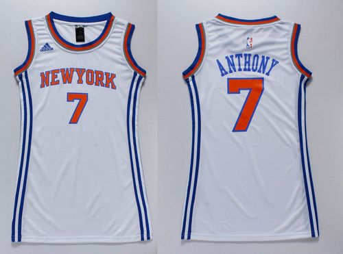 Women's Knicks #7 Carmelo Anthony White Dress Stitched NBA Jersey