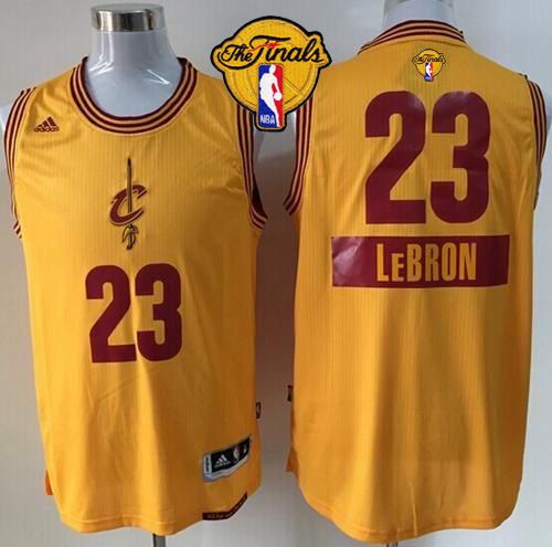 Youth Cavaliers #23 LeBron James Gold 2014-15 Christmas Day The Finals Patch Stitched NBA Jersey