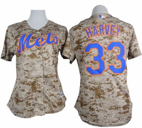 Women's Mets #33 Matt Harvey Camo Fashion Stitched Baseball Jersey