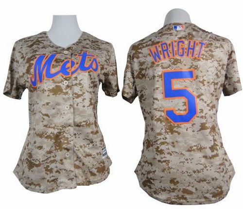 Women's Mets #5 David Wright Camo Fashion Stitched Baseball Jersey