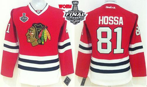 Women's Blackhawks #81 Marian Hossa Red Home 2015 Stanley Cup Stitched NHL Jersey