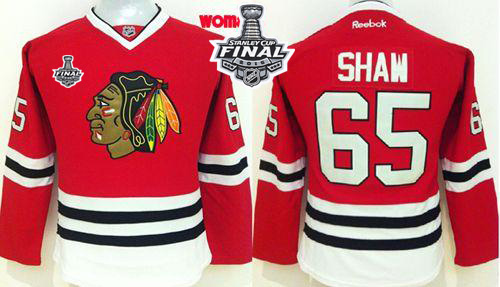 Women's Blackhawks #65 Andrew Shaw Red Home 2015 Stanley Cup Stitched NHL Jersey