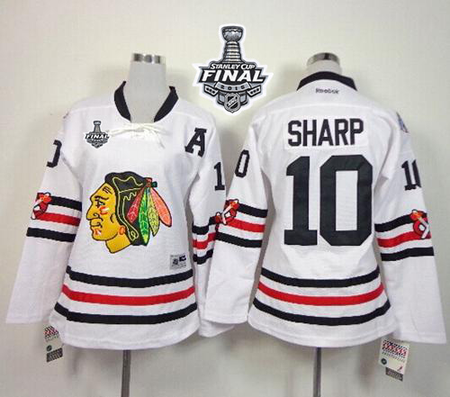 Women's Blackhawks #10 Patrick Sharp White 2015 Winter Classic 2015 Stanley Cup Stitched NHL Jersey