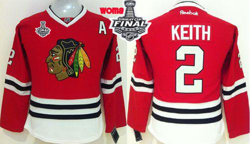 Women's Blackhawks #2 Duncan Keith Red Home 2015 Stanley Cup Stitched NHL Jersey