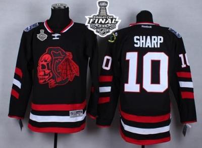 Blackhawks #10 Patrick Sharp Black(Red Skull) 2014 Stadium Series 2015 Stanley Cup Stitched NHL Jersey