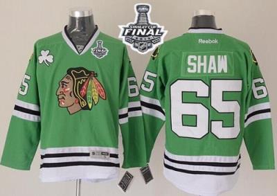Blackhawks #65 Andrew Shaw Green 2015 Stanley Cup Stitched NHL Jersey