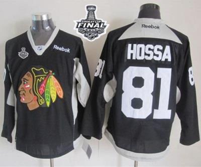 Blackhawks #81 Marian Hossa Black Practice 2015 Stanley Cup Stitched NHL Jersey