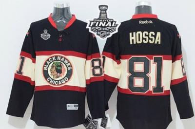 Blackhawks #81 Marian Hossa Black New Third 2015 Stanley Cup Stitched NHL Jersey
