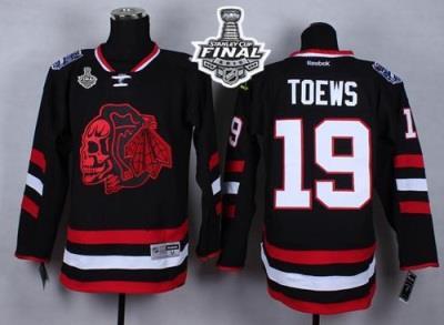 Blackhawks #19 Jonathan Toews Black(Red Skull) 2014 Stadium Series 2015 Stanley Cup Stitched NHL Jersey