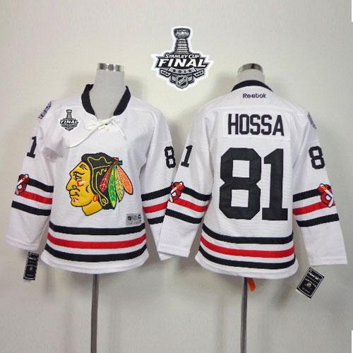 Youth Blackhawks #81 Marian Hossa White 2015 Winter Classic 2015 Stanley Cup Stitched NHL Jersey