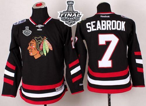 Youth Blackhawks #7 Brent Seabrook Black 2014 Stadium Series 2015 Stanley Cup Stitched NHL Jerse