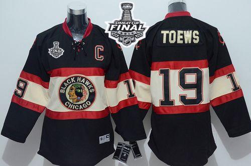 Youth Blackhawks #19 Jonathan Toews Black New Third 2015 Stanley Cup Stitched NHL Jersey