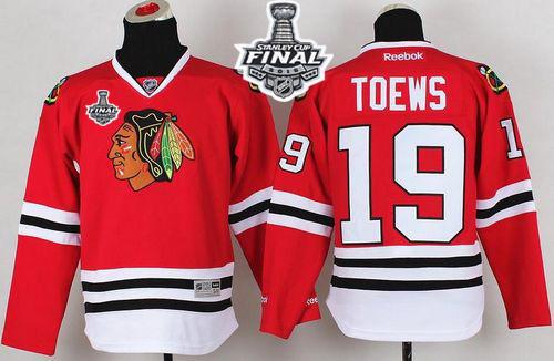 Youth Blackhawks #19 Jonathan Toews Red 2015 Stanley Cup Stitched NHL Jersey